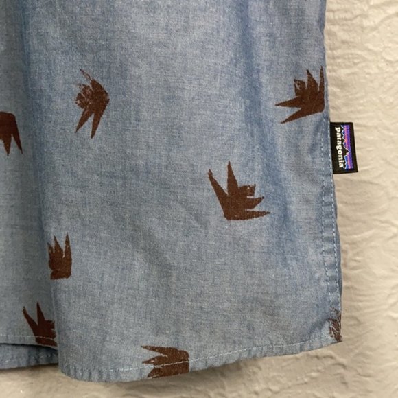 Patagonia Blue Brown Patterned Short Sleeve Shirt - Size Large - Picture 8 of 8